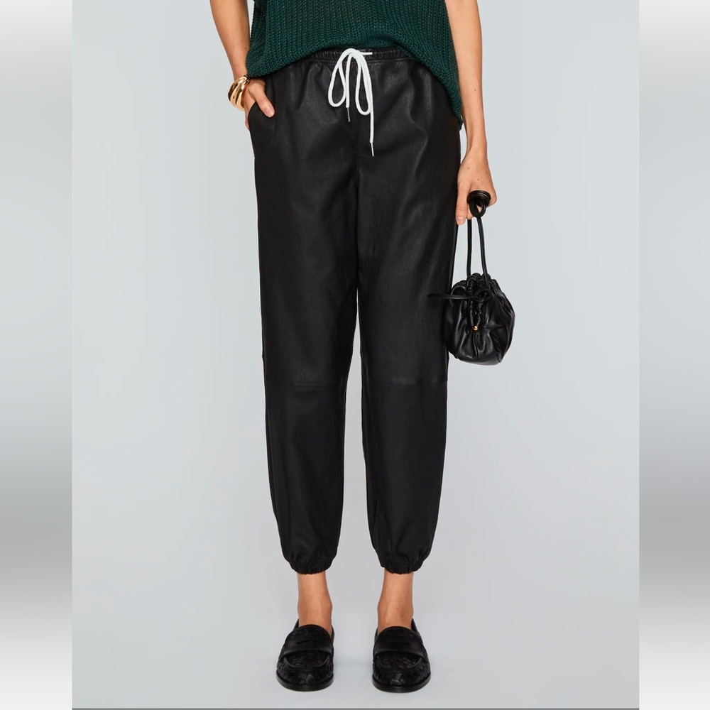 SPRWMN Leather Jogger Pants with Drawstring Waist Black Size XS Pre-owned